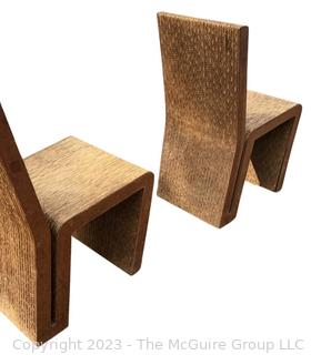 Set of Two (2) Easy Edges Corrugated Cardboard Chairs Designed by Frank Gehry, Early 1970s Model.  Measures 15w x 21d x 32.5" height