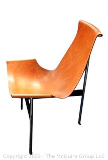 Laverne International Leather & Chroma Sling Back "T Chair" . Measures 22w x 25d x 31" height