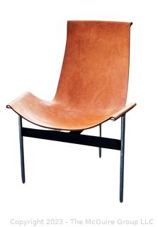 Laverne International Leather & Chroma Sling Back "T Chair" . Measures 22w x 25d x 31" height