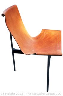 Laverne International Leather & Chroma Sling Back "T Chair" . Measures 22w x 25d x 31" height