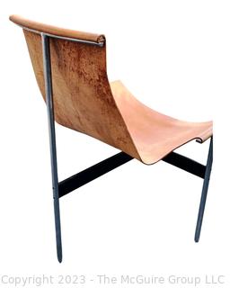 Laverne International Leather & Chroma Sling Back "T Chair" . Measures 22w x 25d x 31" height