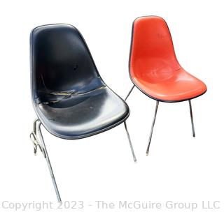 Two (2) Mid Century Modern DSX Chairs by Eames for Herman Miller.  Stamped Property of US Government.   Measures 18w x 21.5d x 33"h