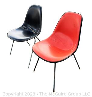 Two (2) Mid Century Modern DSX Chairs by Eames for Herman Miller.  Stamped Property of US Government.   Measures 18w x 21.5d x 33"h