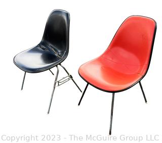 Two (2) Mid Century Modern DSX Chairs by Eames for Herman Miller.  Stamped Property of US Government.   Measures 18w x 21.5d x 33"h