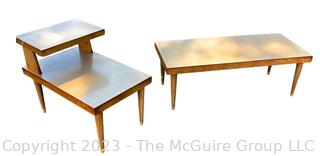 Two (2) Pieces of Mersman Mid Century Modern Blonde Furniture Including Two Tier End Table and Matching Coffee Table.