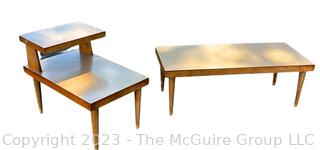 Two (2) Pieces of Mersman Mid Century Modern Blonde Furniture Including Two Tier End Table and Matching Coffee Table.