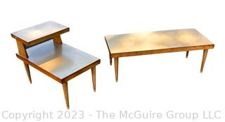 Two (2) Pieces of Mersman Mid Century Modern Blonde Furniture Including Two Tier End Table and Matching Coffee Table.