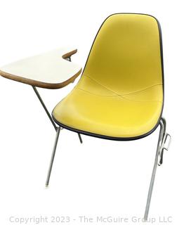 Mid Century Vinyl Bucket Chair Desk Designed by Eames for Herman Miller. 