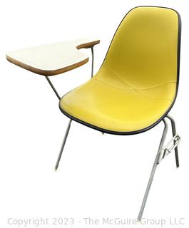 Mid Century Vinyl Bucket Chair Desk Designed by Eames for Herman Miller. 