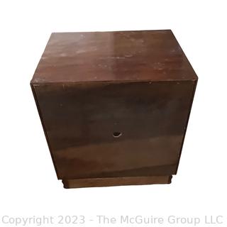 Henredon Campaign Style Walnut Nightstand.  First of Two Offered in the Auction. Measures 22w x 18d x 23"h