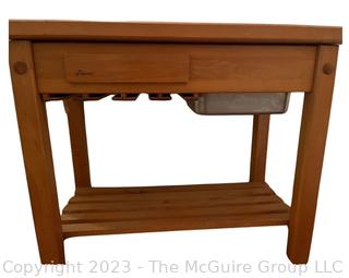 Le Gourmand Slide Top Butcher Block Island on Casters. Measures 36w x 19d x 34"h