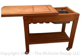 Le Gourmand Slide Top Butcher Block Island on Casters. Measures 36w x 19d x 34"h