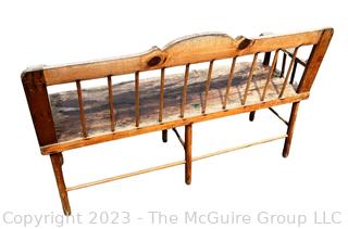 Primitive Spindle Back Wood Garden or Meeting House Bench. Measures 48w x 18d x 30"h