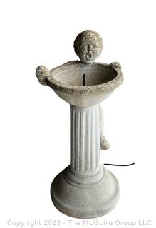 Small Concrete Garden Fountain with Little Boy. Measures 14 x 30" Tall