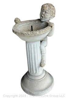 Small Concrete Garden Fountain with Little Boy. Measures 14 x 30" Tall