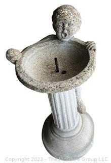 Small Concrete Garden Fountain with Little Boy. Measures 14 x 30" Tall