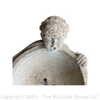 Small Concrete Garden Fountain with Little Boy. Measures 14 x 30" Tall