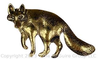 Fox Yellow Gold Brooch Signed by Jewelry Artist Courtney Peterson. Tests 14kt. Weighs 6.5g