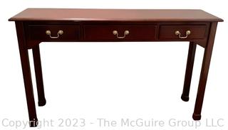 Three (3) Drawer Chippendale Console Table.  12" x 48" x 30".