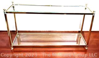 Regency Style Brass & Glass Console Table.  15" x 51" x 28".