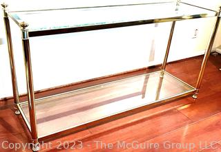 Regency Style Brass & Glass Console Table.  15" x 51" x 28".