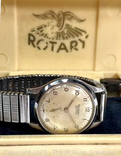 Vintage Men's Rotary Wrist Watch with Original Celluloid Case. 