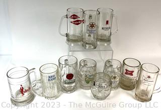 Collection of Vintage Beer Advertising Heavy Glass Steins, Brewiana