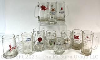 Collection of Vintage Beer Advertising Heavy Glass Steins, Brewiana