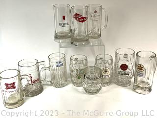 Collection of Vintage Beer Advertising Heavy Glass Steins, Brewiana