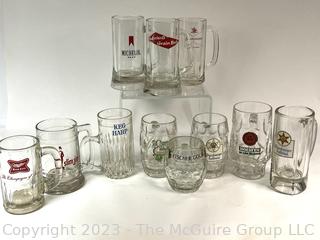 Collection of Vintage Beer Advertising Heavy Glass Steins, Brewiana