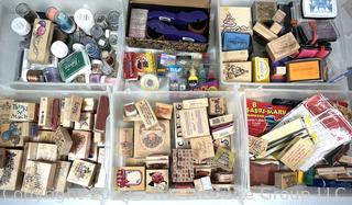 Large Group of Crafting Scrapbooking Supplies and Ink Stamps