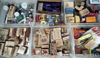 Large Group of Crafting Scrapbooking Supplies and Ink Stamps