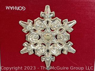 Gorham Sterling Silver Snowflake Christmas Ornament In Box.