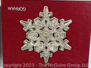 Gorham Sterling Silver Snowflake Christmas Ornament In Box.