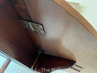 Federal Style Mahogany Inlaid Drop Leaf Side Table. Second of Two Offered in This Auction. Measures 17w x 30d x 27"h sides down. 