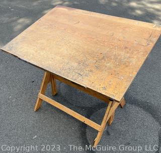 Oak Drafting Table with Adjustable Top. 42" x 31" x 33"