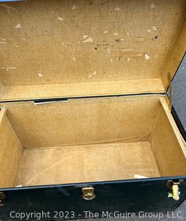 Green Footlocker Brass Latches and Removable Tray. First of Four Being Offered in This Auction.  21" x 39" x 25"