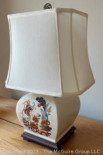 Porcelain Asian Floral Painted Table Lamp. Measures 25" Tall