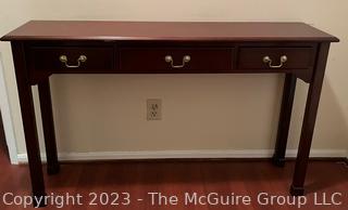 Three (3) Drawer Chippendale Console Table.  12" x 48" x 30".