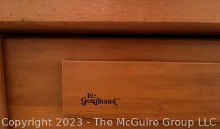 Le Gourmand Slide Top Butcher Block Island on Casters. Measures 36w x 19d x 34"h