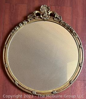 Italianate Giltwood Wall Mirror with Shell Crest. Measures 36" Tall with Finial