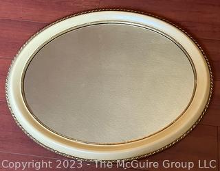 Oval White Beaded Frame Wall Mirror.  27" x 32".