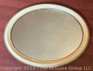 Oval White Beaded Frame Wall Mirror.  27" x 32".