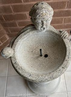 Small Concrete Garden Fountain with Little Boy. Measures 14 x 30" Tall