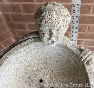 Small Concrete Garden Fountain with Little Boy. Measures 14 x 30" Tall