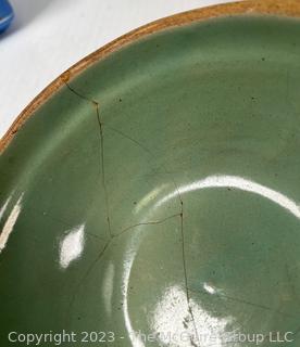 Three (3) Pieces of Mid Century Pottery Dishware, All with Cracks and Repairs. 