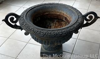 Heavy Cast Iron Urn Garden Planter.  Measures 15" Tall