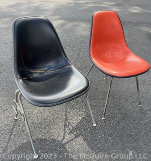 Two (2) Mid Century Modern DSX Chairs by Eames for Herman Miller.  Stamped Property of US Government.   Measures 18w x 21.5d x 33"h