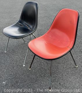 Two (2) Mid Century Modern DSX Chairs by Eames for Herman Miller.  Stamped Property of US Government.   Measures 18w x 21.5d x 33"h