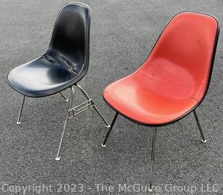 Two (2) Mid Century Modern DSX Chairs by Eames for Herman Miller.  Stamped Property of US Government.   Measures 18w x 21.5d x 33"h